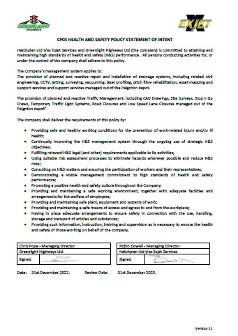 Exjet - CP03 - V11 - Health and Safety Statement of Intent